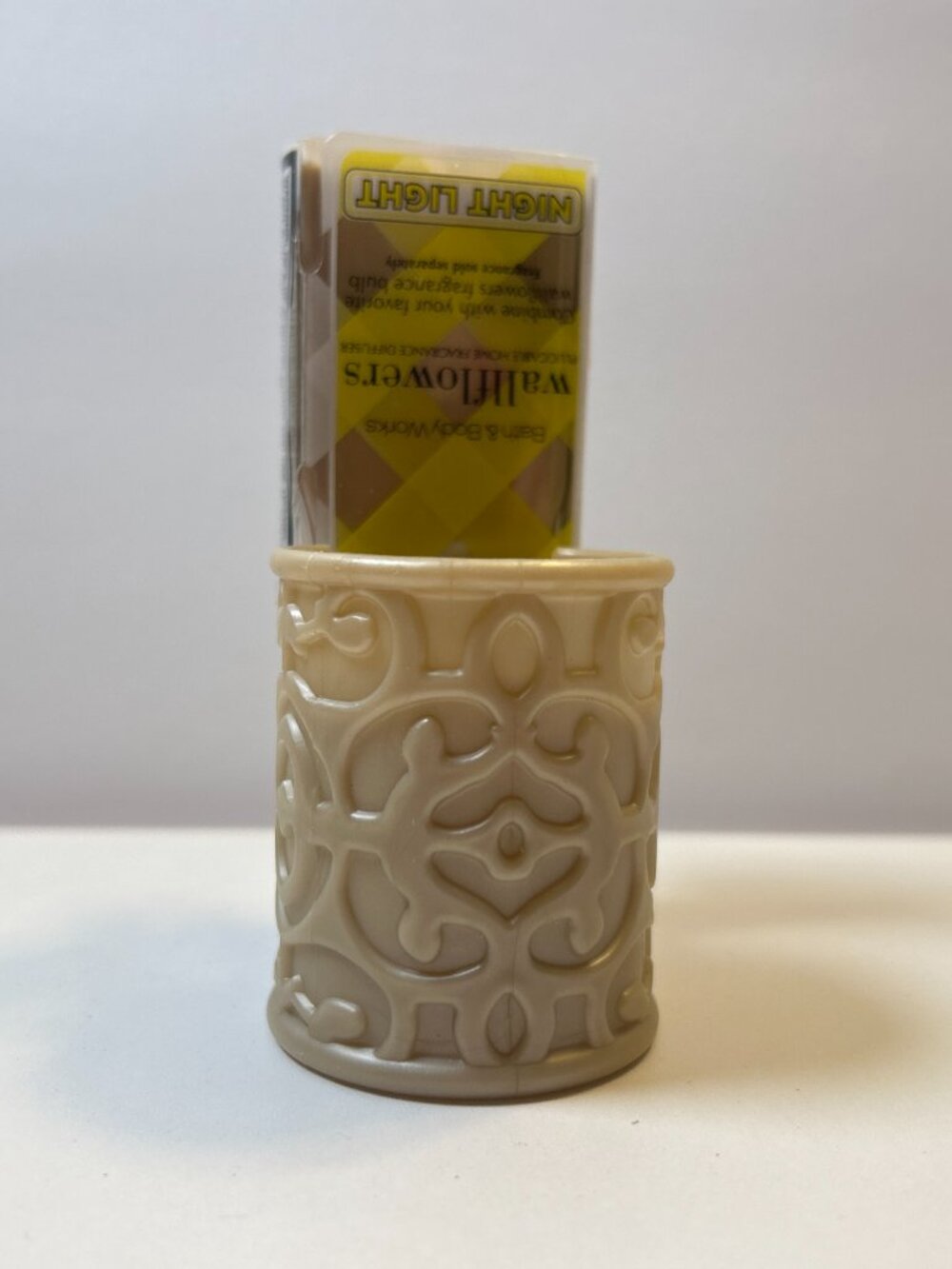 Bath & Body Works Wallflowers Plug In Nigh Light Khaki Champagne Home Decor NEW